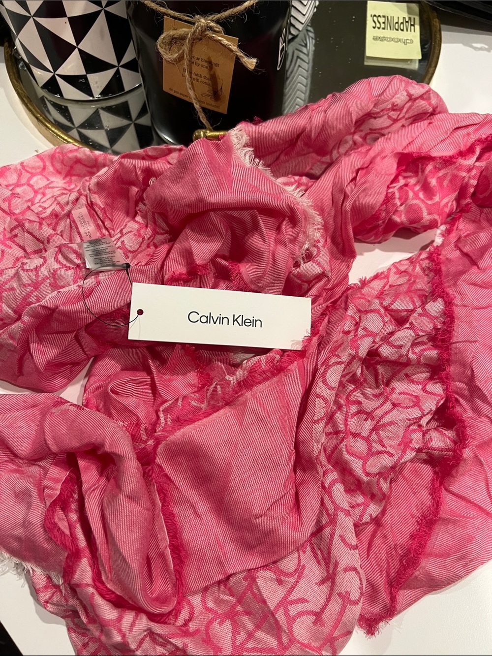 Calvin Klein Pink Sheer Logo Scarf BRAND NEW!!!🤩